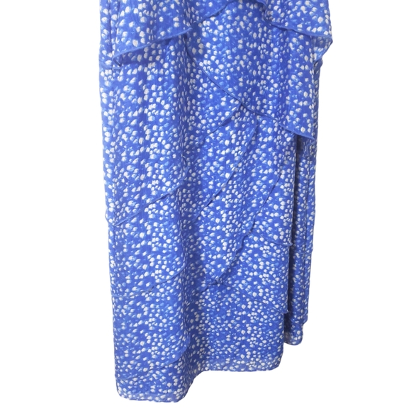 Ann Taylor Silk Chiffon Dress Fairy Polka Dot Ruffle Tiered Dainty Blue Size 14 - Picture 4 of 14